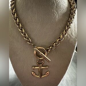 Gold Anchor Toggle Necklace - Chunky Chain